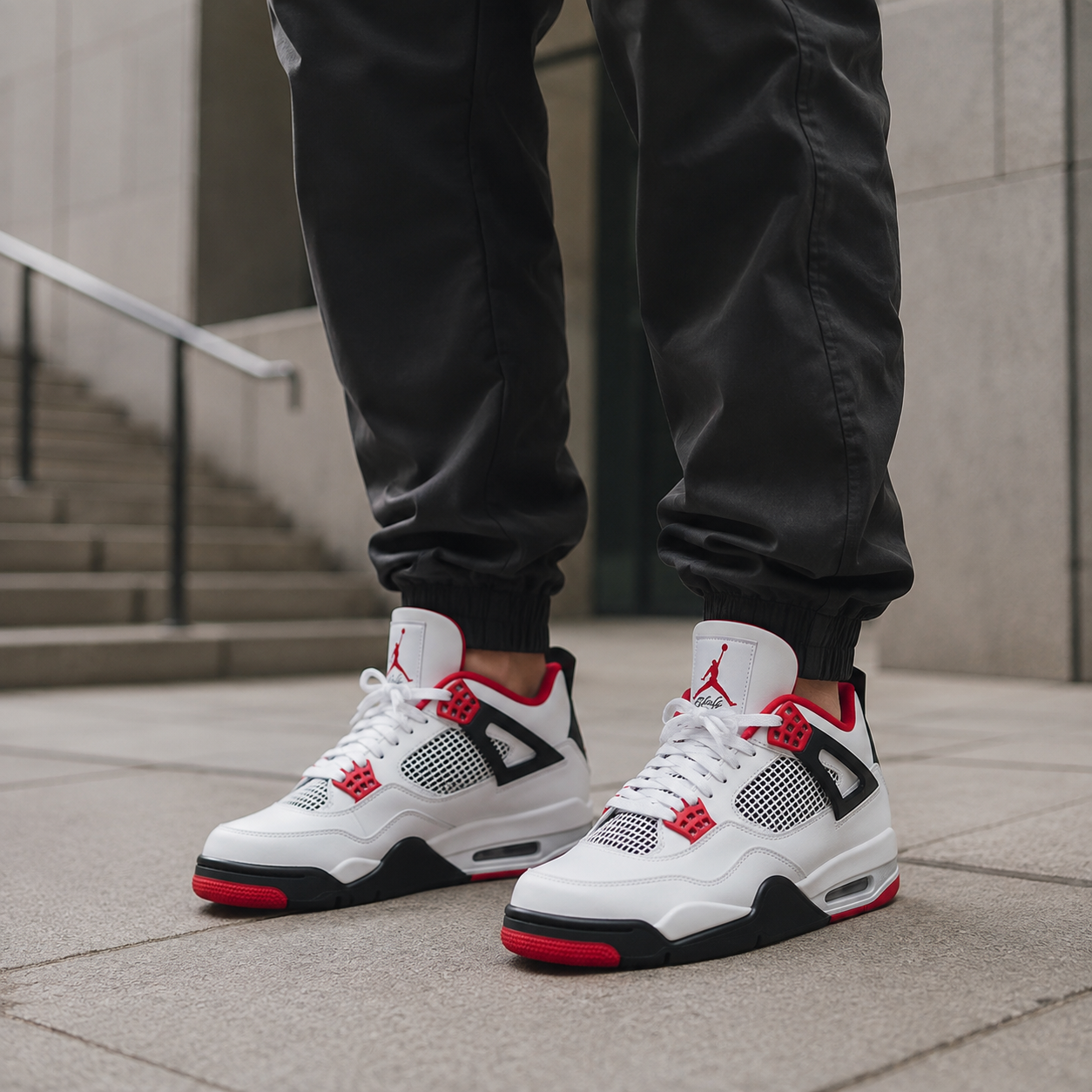NIKE AIR JORDAN 4 BRANCO VERMELHO ALTA VD