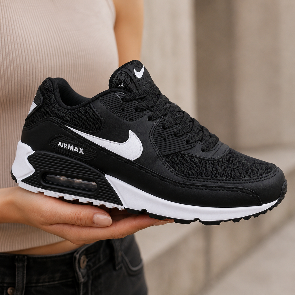 NIKE AIR MAX 90 PRETO BRANCO BAIXA WL