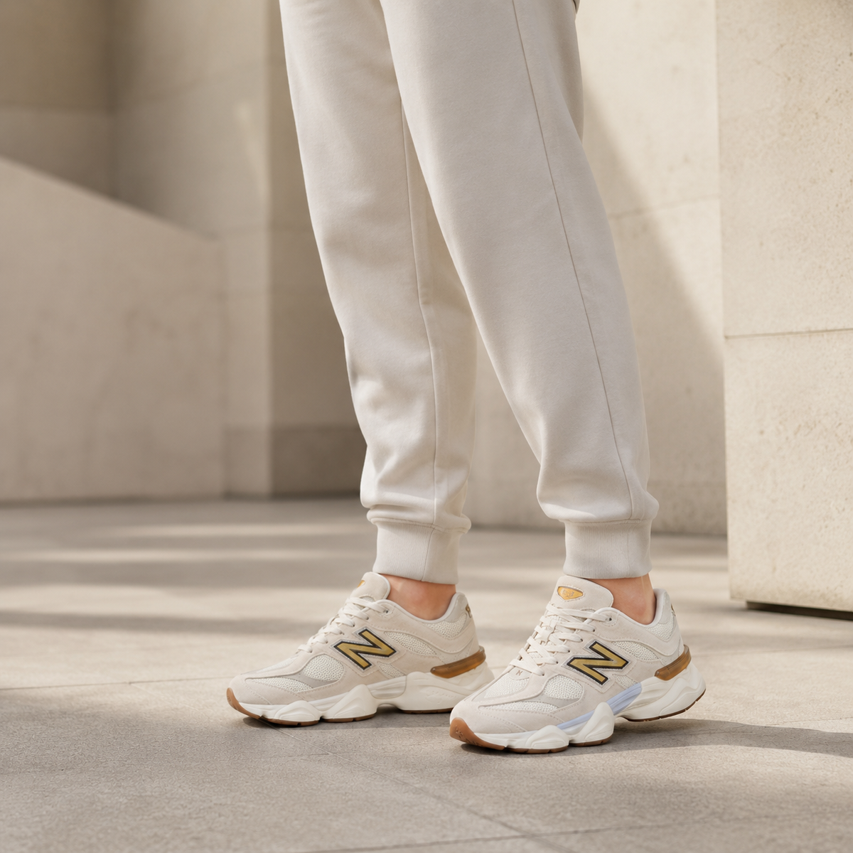 NEW BALANCE 9060 OFF WHITE OURO BAIXA