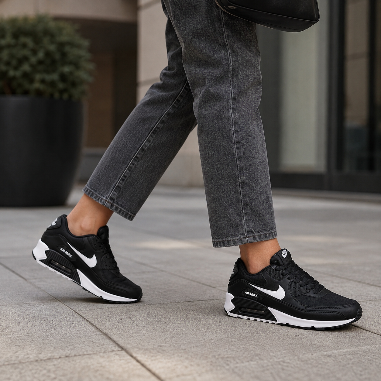 NIKE AIR MAX 90 PRETO BRANCO BAIXA WL