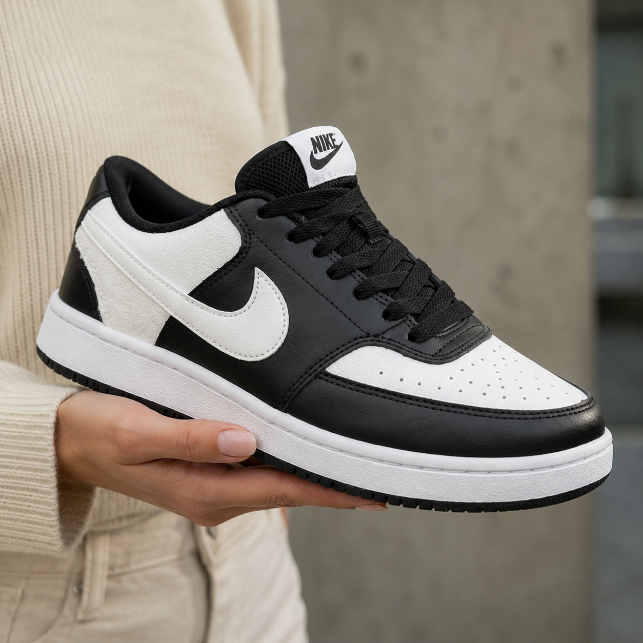 NIKE COURT VISION BRANCO PRETO BAIXA NL
