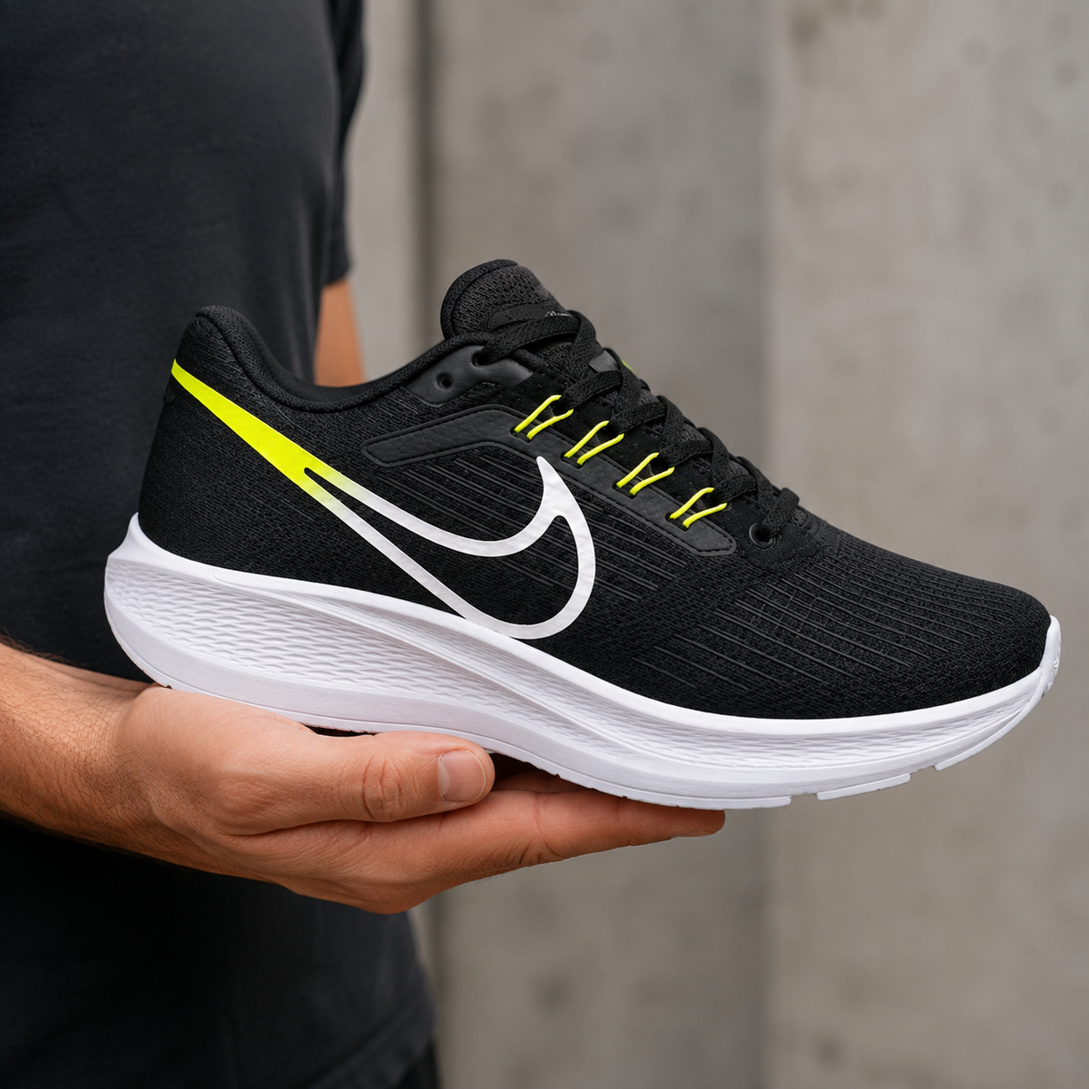 NIKE PEGASUS PRETO BRANCO LIMAO SB ALTA