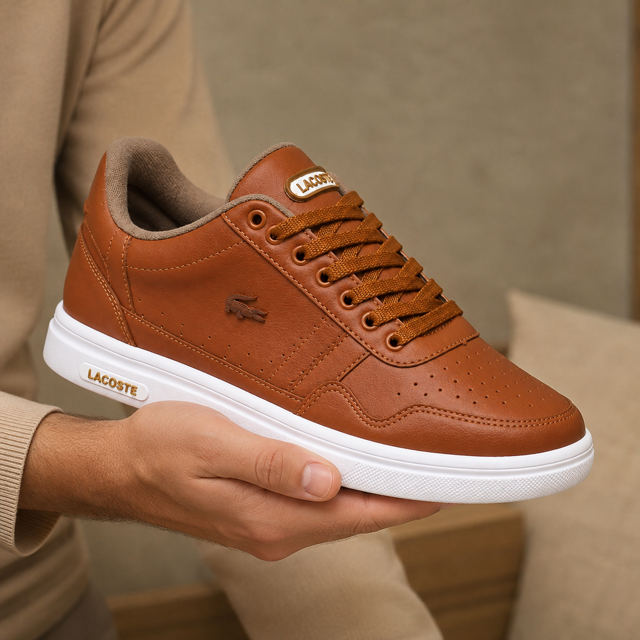 LACOSTE T-CLIP CARAMELO ALTA