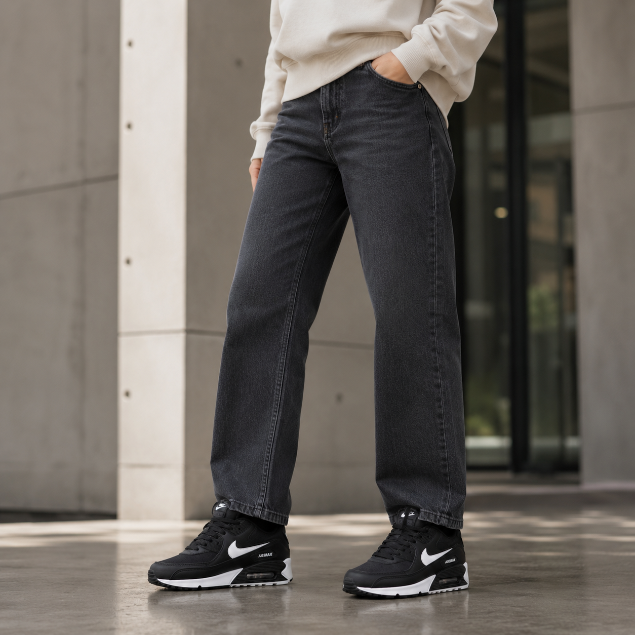 NIKE AIR MAX 90 PRETO BRANCO BAIXA WL