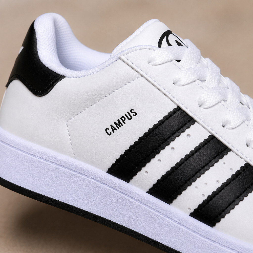 ADIDAS CAMPUS BRANCO PRETO GRADE 20
