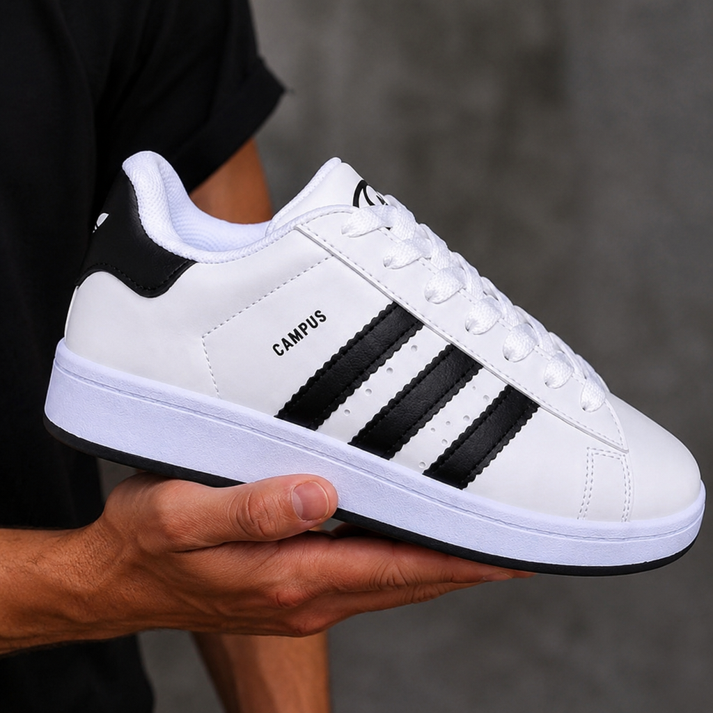 ADIDAS CAMPUS BRANCO PRETO GRADE 20