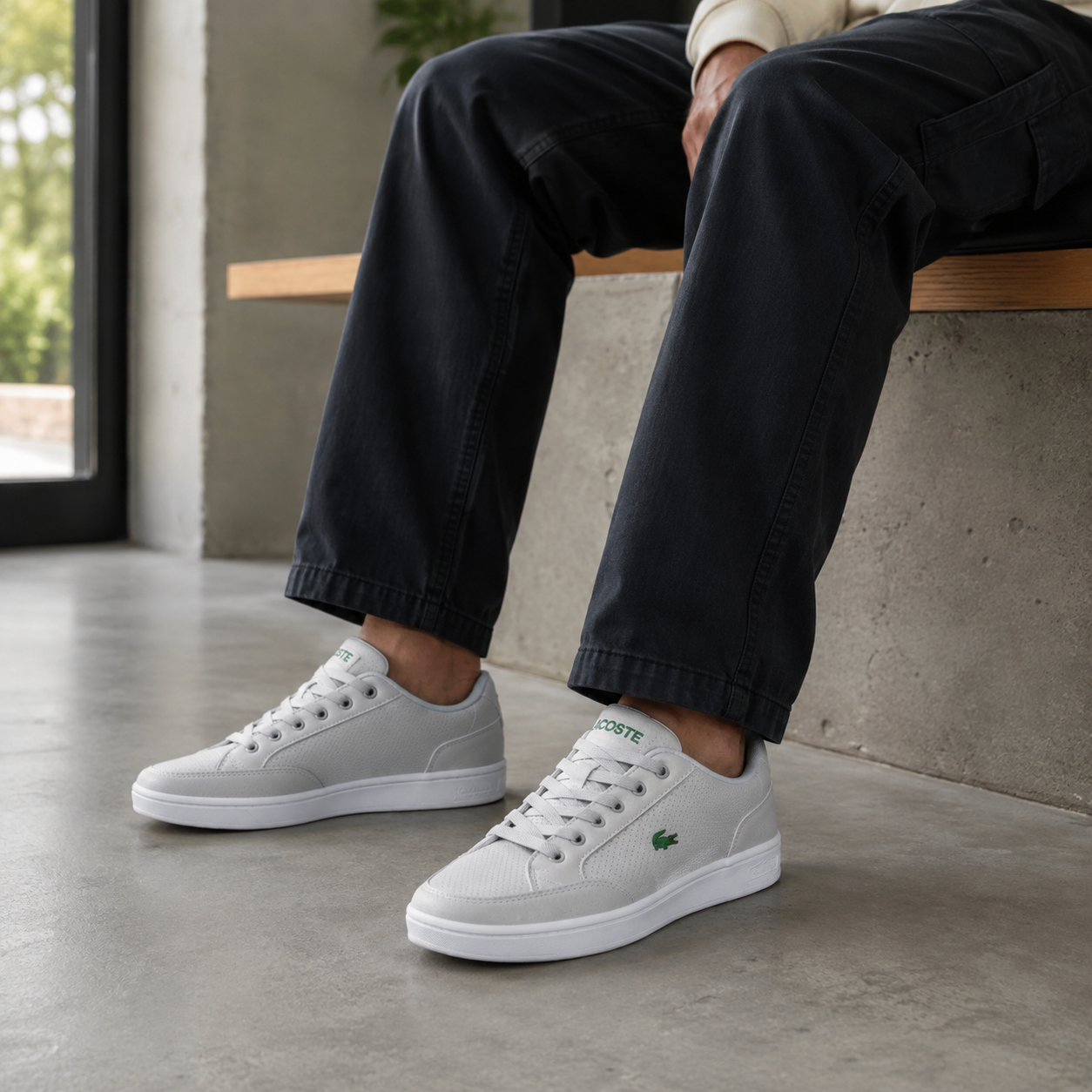 LACOSTE SAPATÊNIS CINZA BRANCO ALTA