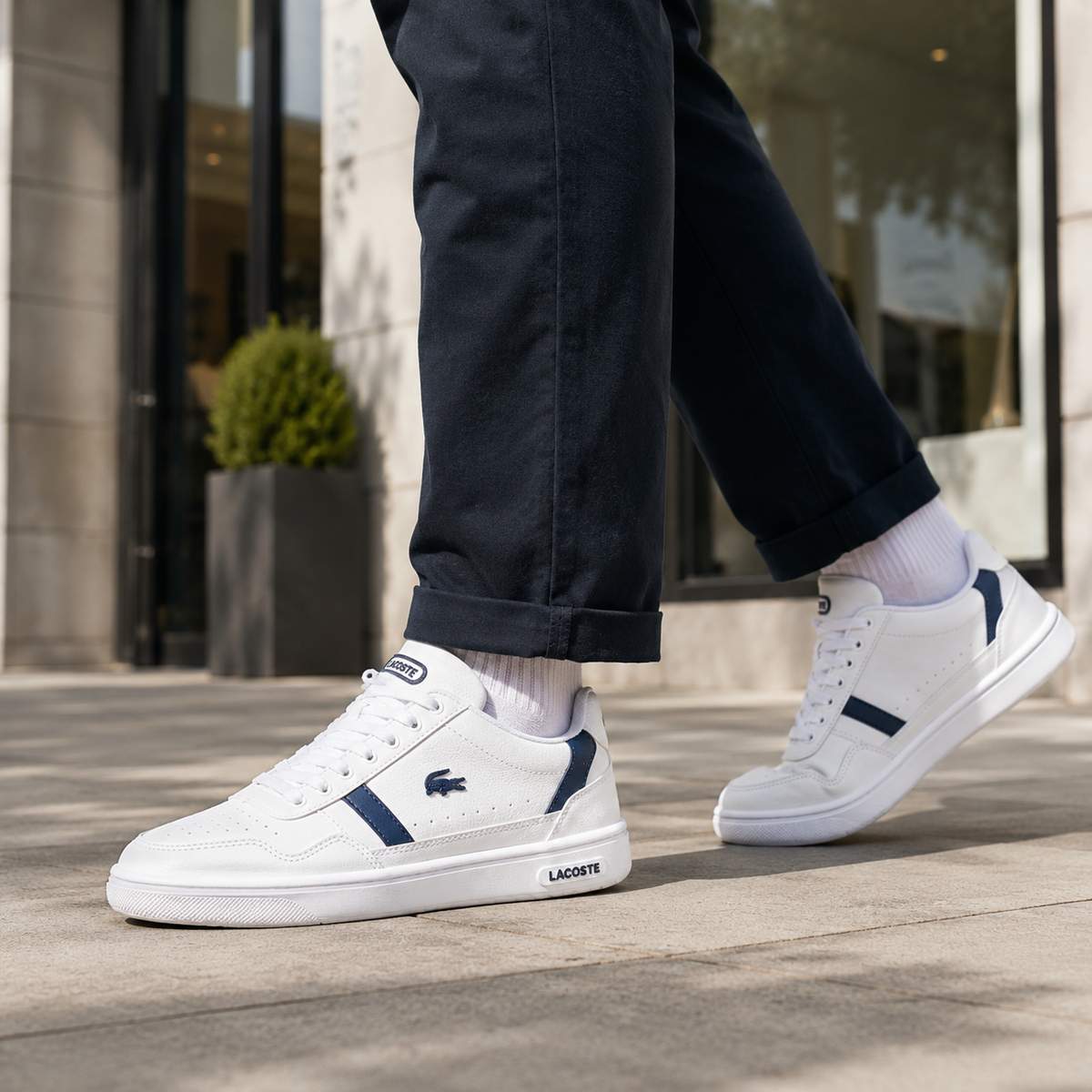LACOSTE T-CLIP BRANCO AZUL ALTA
