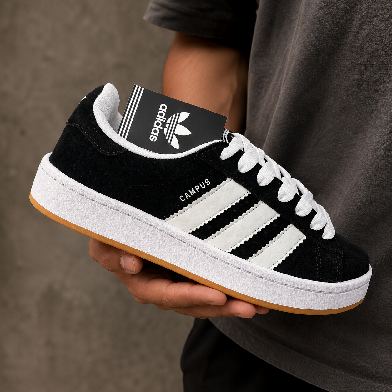 ADIDAS CAMPUS PRETO LATEX ALTA GRADE DE 15