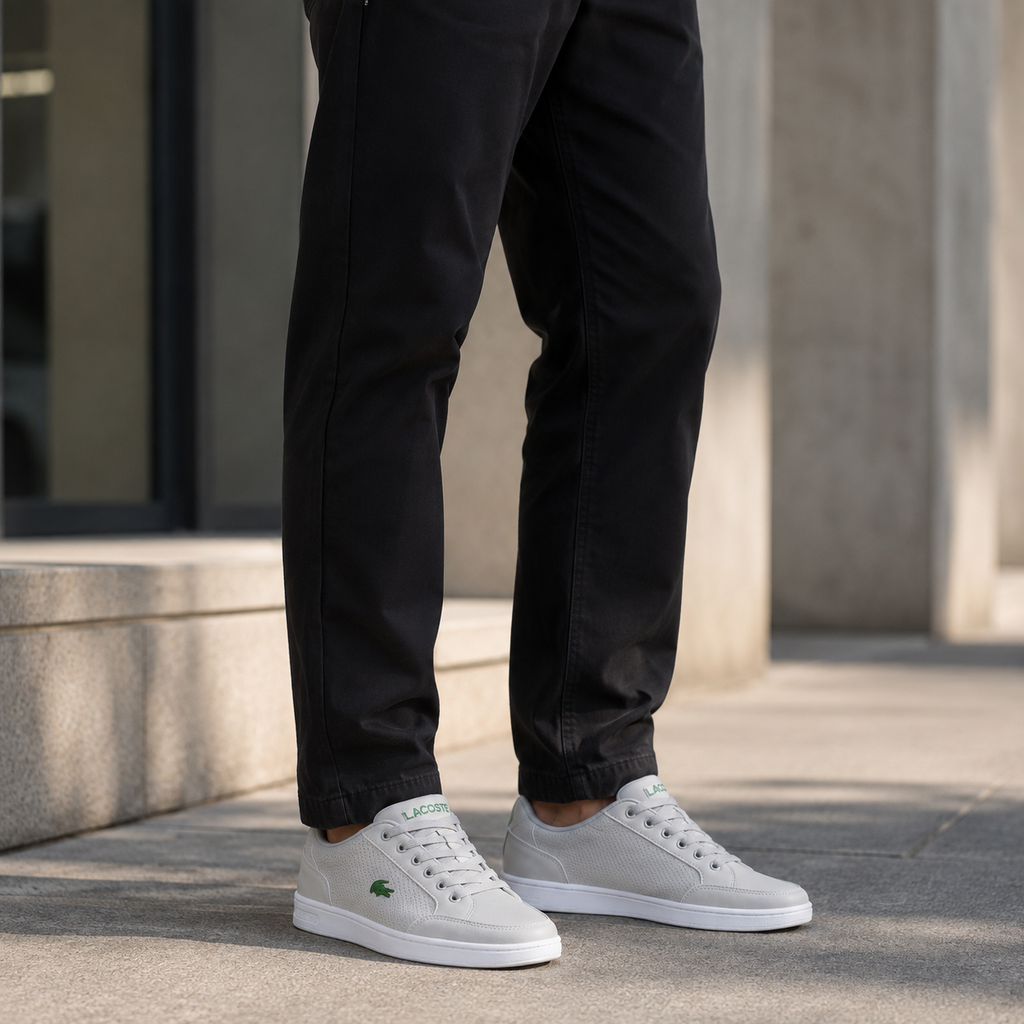 LACOSTE SAPATÊNIS CINZA BRANCO ALTA
