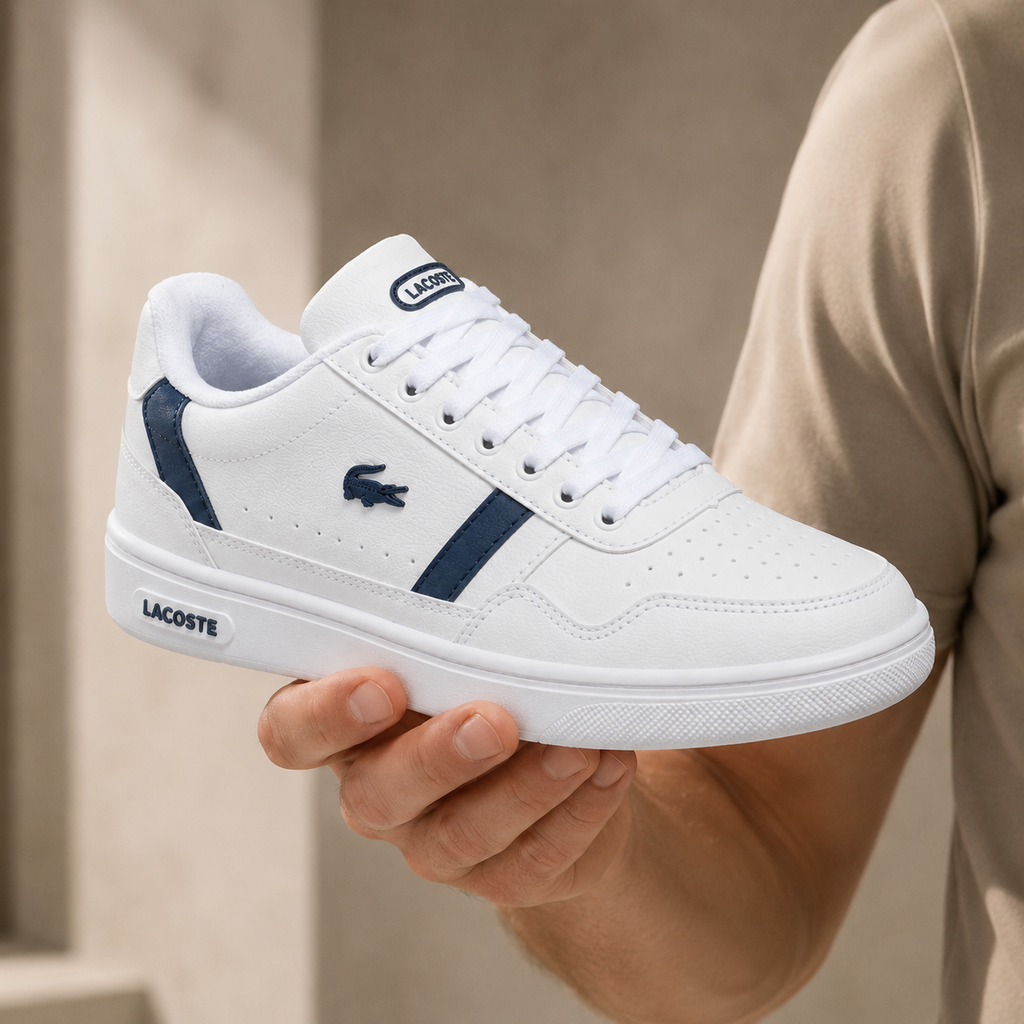 LACOSTE T-CLIP BRANCO AZUL ALTA