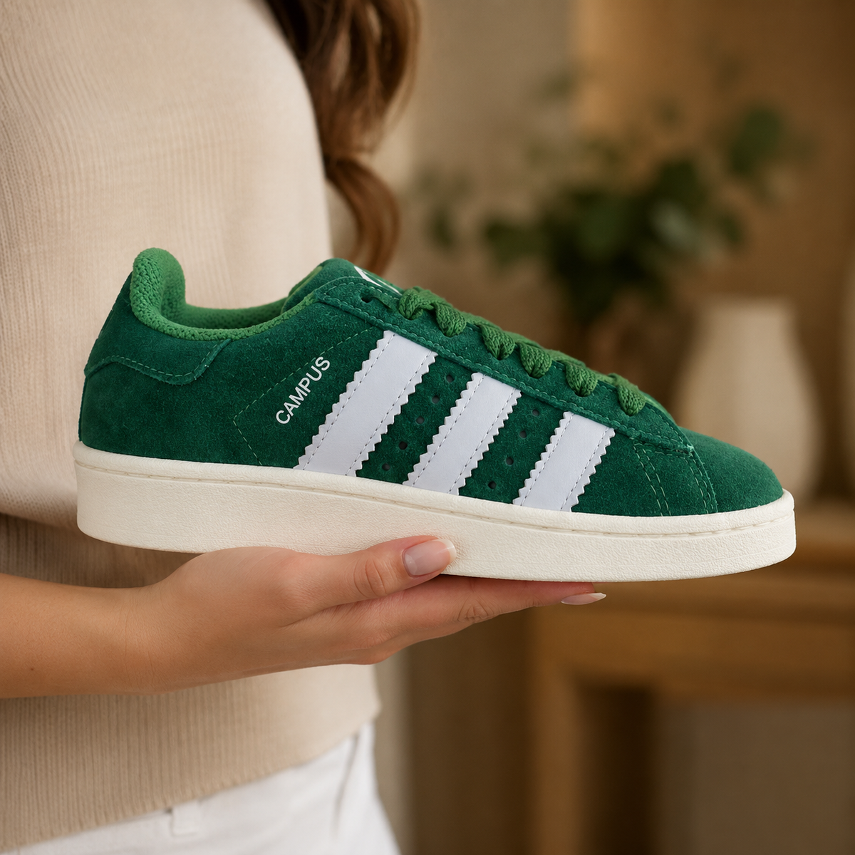 ADIDAS CAMPUS VERDE BRANCO BAIXA MC