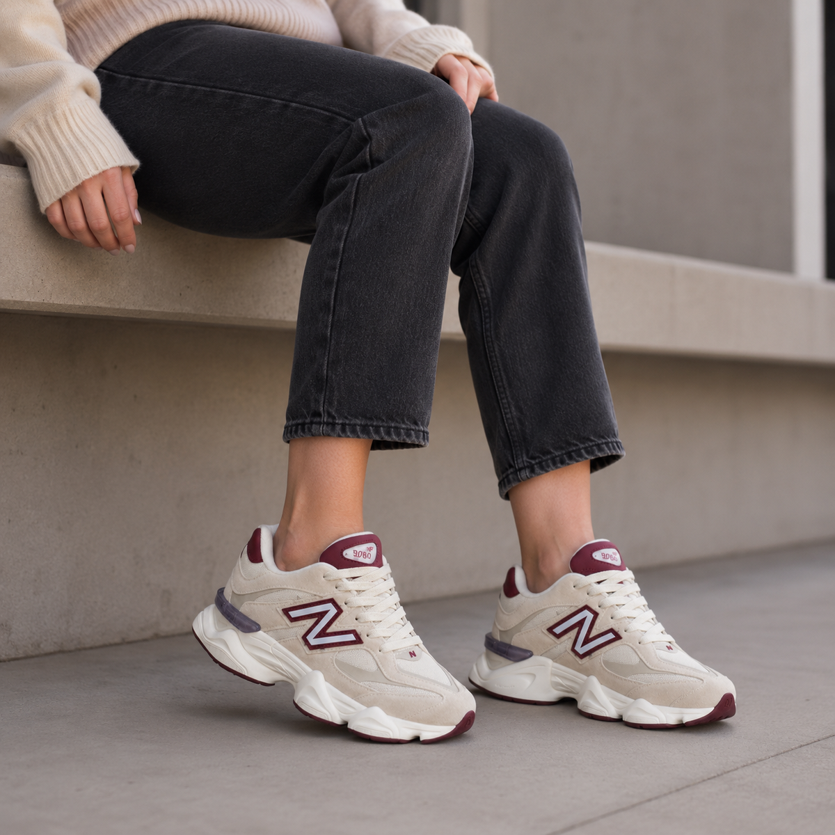NEW BALANCE 9060 OFF WHITE BORDÔ BAIXA DM