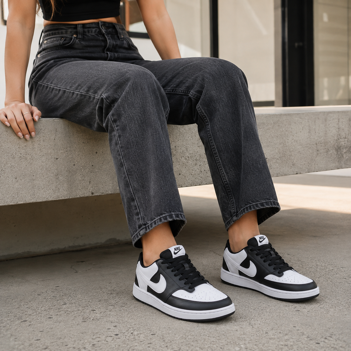 NIKE COURT VISION BRANCO PRETO BAIXA NL