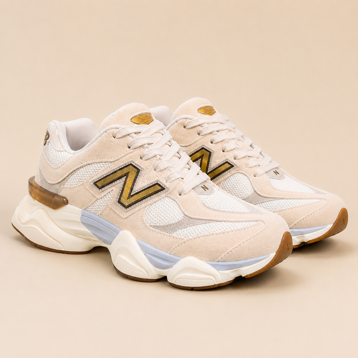 NEW BALANCE 9060 OFF WHITE OURO BAIXA