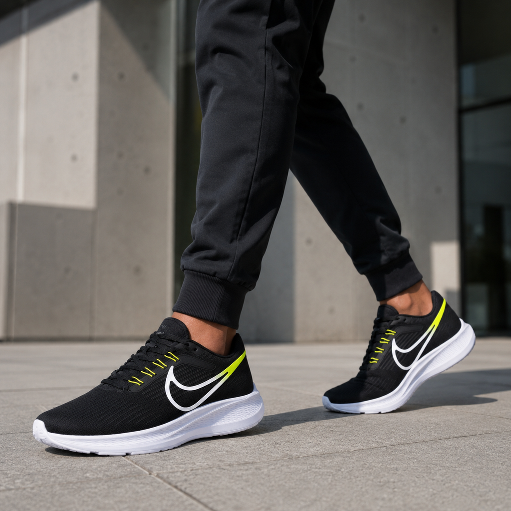 NIKE PEGASUS PRETO BRANCO LIMAO SB ALTA