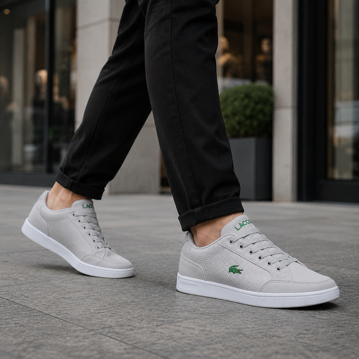 LACOSTE SAPATÊNIS CINZA BRANCO ALTA