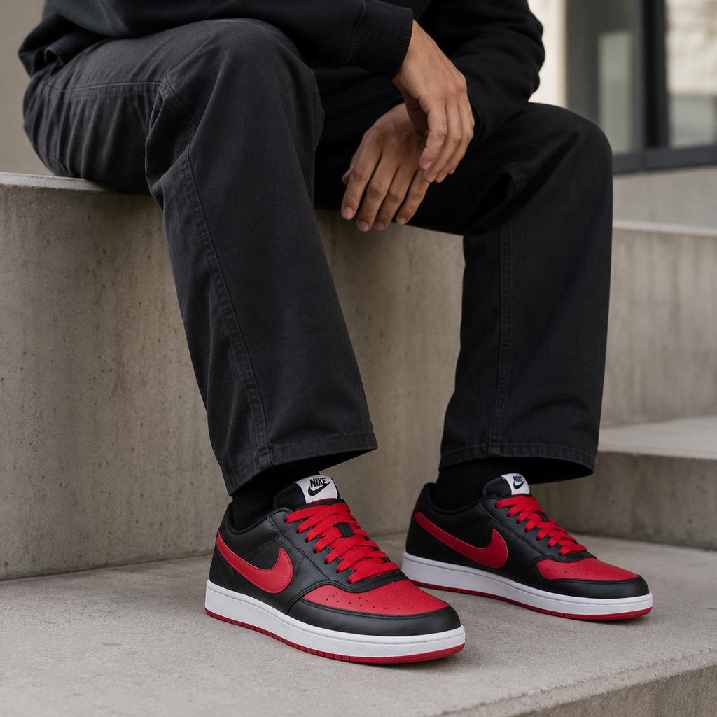 NIKE COURT VISION PRETO VERMELHO ALTA NL