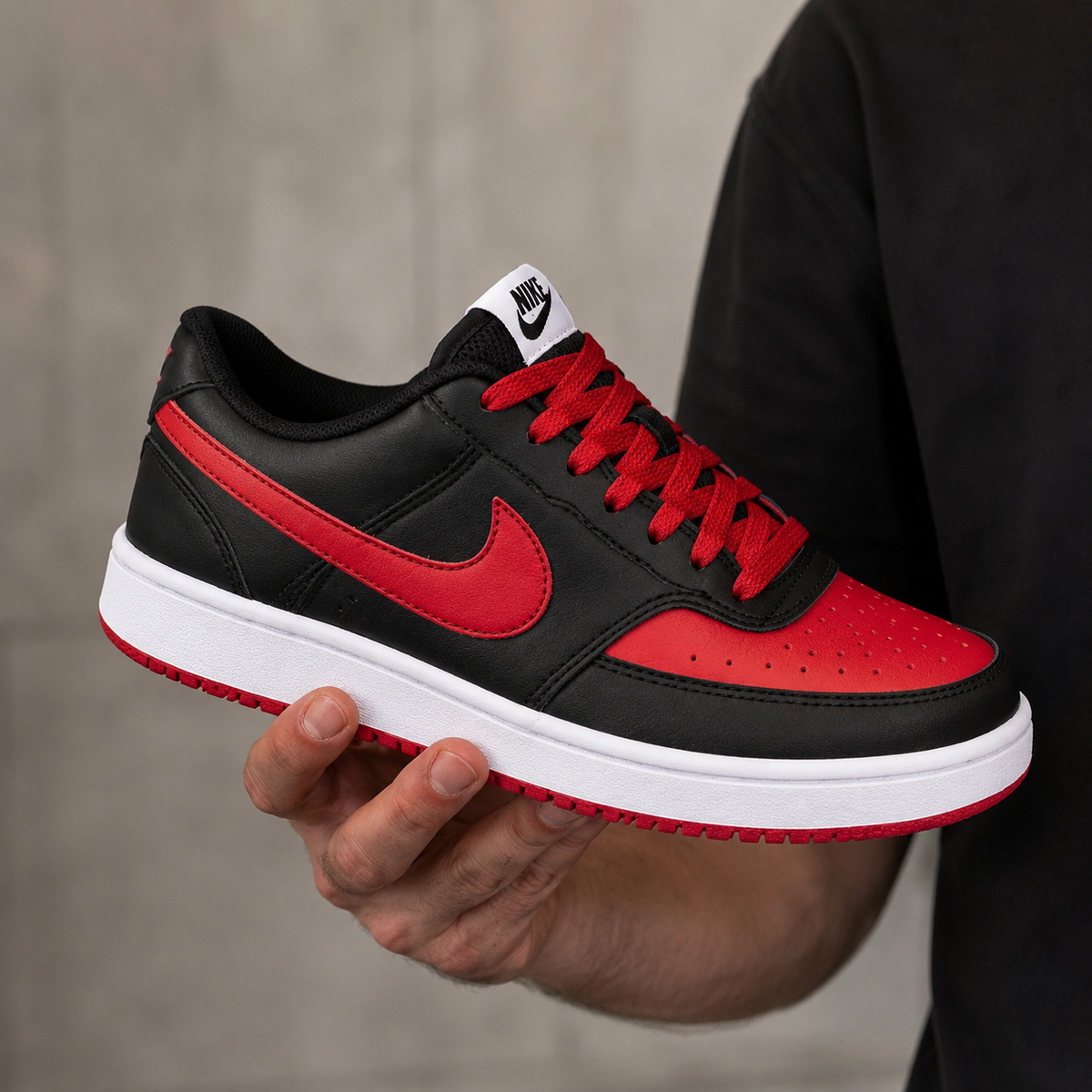 NIKE COURT VISION PRETO VERMELHO ALTA NL