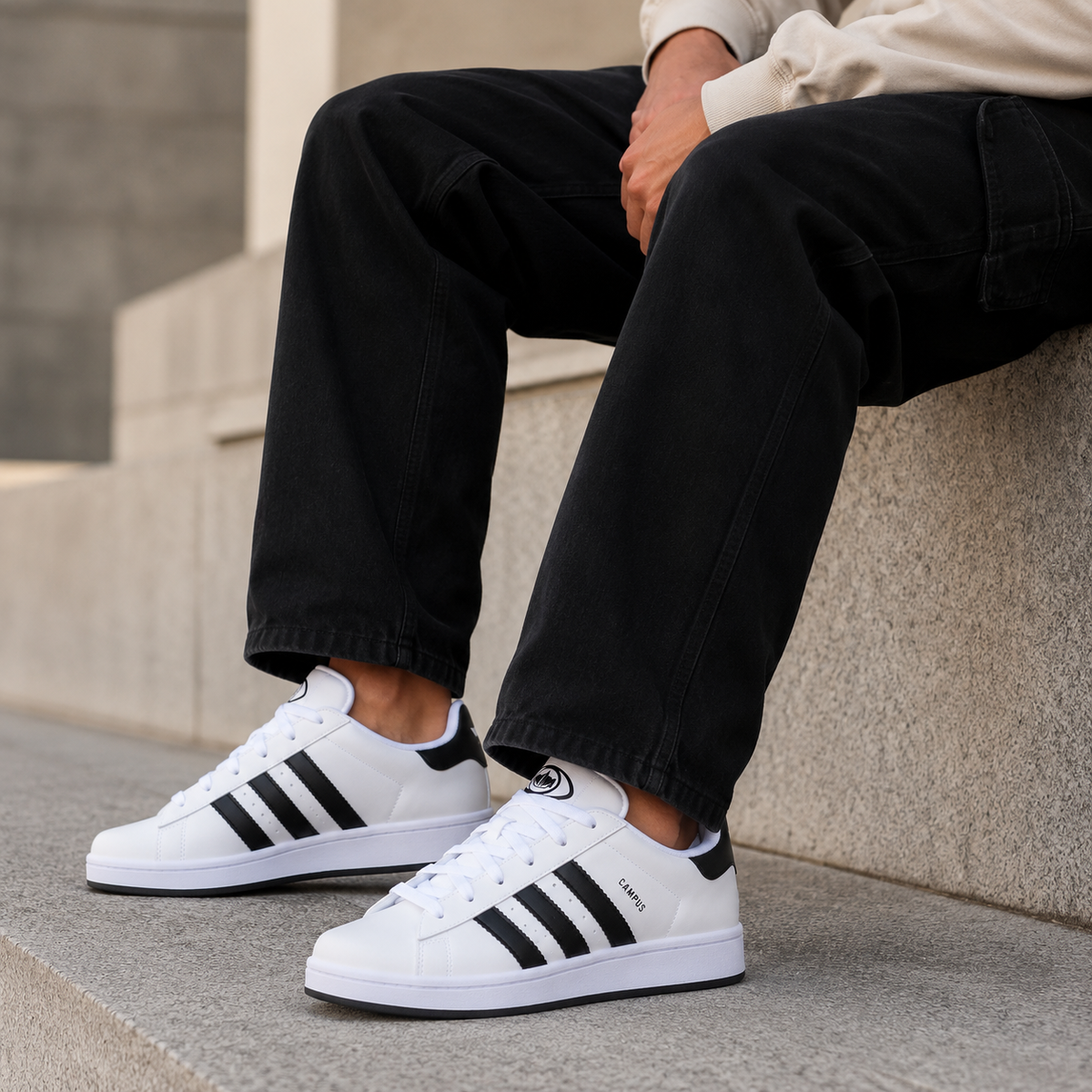 ADIDAS CAMPUS BRANCO PRETO GRADE 20