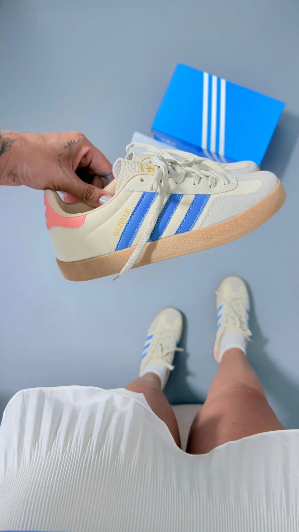 Adidas Gazelle bege/azul